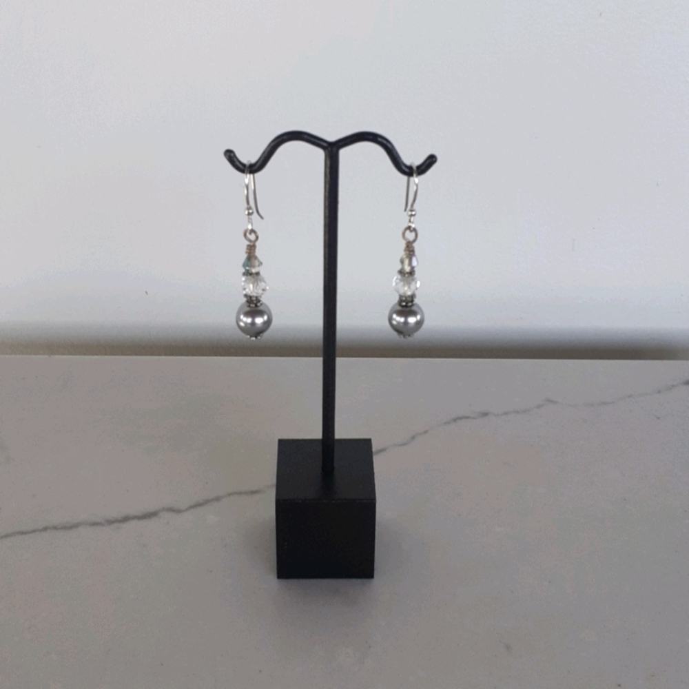 Faux Pearl and Crystal Earrings